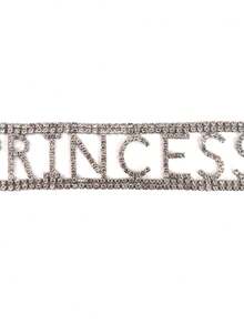 1pc Princess Letter Design Rhinestone Necklace, Fashionable Choker Clavicle Necklace Party Gift - Multicolor - View 5