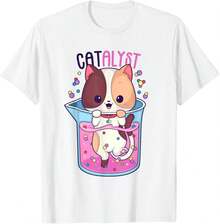 1 Pack Men's T-Shirt Gato químico gracioso, catalizador, química, ciencia, juego de palabras Camiseta de hombre - Blanco - Ver 1