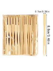 400/200/100/50/25pcs Natural Bamboo Fruit Skewers, Transparent Home Use Small Snack Cake Dessert Fork, Appetizer & Dessert Forks, Suitable For Parties, Gatherings, Picnics, Weddings, Businesses. Quantity Can Be Customized.,School Supplies - Beige - View 4
