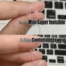 10pcs/Set Hypoallergenic Transparent Earring Studs - Simple Plastic Studs, 3mm Round Flat Design Invisible Ear Pins, Body Jewelry, Sensitive Minimalist Style, Comfortable Piercing Care, Suitable For Everyday Wear, Can Be Worn During Sleep And Shower