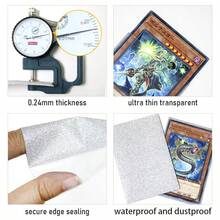 100 个卡夹，带 2 层卡片保护膜，哑光银色和闪亮 DTCG 存储，棋盘风格卡套，软卡套，便士套，卡片保护套，节日卡夹