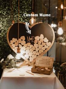 60pcs PersonalizedWedding Ceremony Decor, Guest Book Alternative, Wood Decorations, Drop Box Heart, Bridal Shower Gift