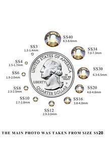 黎明/香槟金色 S3-SS20 1440 件免烫玻璃水钻散装用于工艺指甲舞蹈服装 DIY 衣服衬衫鞋子闪光装饰礼品平背圆形，免烫水钻超闪光水晶美甲水钻平背透明免烫半圆形水钻胶粘美甲装饰用于美甲 DIY - 彩色 - 查看 10