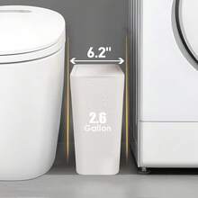 Cubo de basura para baño con tapa, cubo de basura delgado de 10 litros/2.6 galones, pequeño cubo de basura con tapa emergente para cocina, dormitorio, sala de estar, oficina (negro) - Blanco - Ver 3