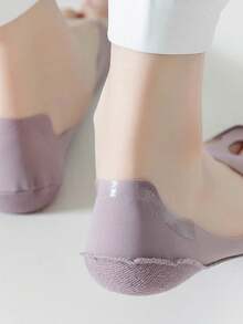 1/2/4/6 đôi tất thuyền năm ngón cho nữ, tất tàng hình, chất liệu cotton thoáng khí, chống trơn trượt, miệng nông, thích hợp cho mùa hè - Nhiều màu - Xem 2