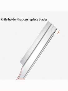10 Pcs Replaceable Stainless Steel Eyebrow Trimmer Blade And 1 Pink Bracket Eyebrow Razor, Multipurpose Exfoliating Dermaplaning Tool For Face, Facial And Eyebrow Shaper Cover For Women Men, Easy To Use