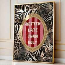 1pc Optional Frame Black Positive Quote Print Wall Art Girly Dorm Decor Apartment Aesthetic Print Bathroom Affirmation Art Preppy Black Wall Art Leopard Print No Frame