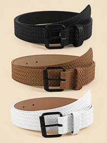 1件装[2025新款]男士弹力编织腰带 - 免打孔合金针扣，可调节弹力腰带，休闲帆布时尚腰带，四季皆宜，商务配饰，休闲、商务、男友、丈夫、父亲、男士礼物，日常穿着、时尚、青少年、户外、度假、运动、旅行、街头、波西米亚风、复古秋季、万圣节秋冬配饰，适合青少年、青年、男士，休闲、户外、运动、度假、毕业礼物、生日礼物、日常穿着 - 彩色 - 查看 2