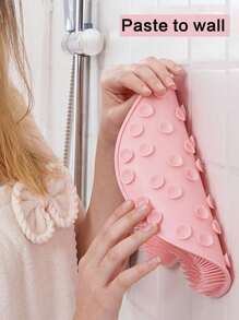 1pc/2pcs Silicone TPR Bath Massage Mat, Foot Massage Brush, Wall-Mounted Bathroom Back Scrubber With Suction Cup