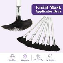 6 piezas de brochas de abanico para máscara facial, herramientas aplicadoras de máscara facial suaves en forma de abanico, brochas de maquillaje, herramientas cosméticas con mango para mujeres