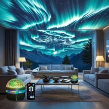 1pc Northern Lights Projector Light, 7 Color Modes And Remote Control, Multifunctional Polar Projector Night Light For Bedroom Ambiance, Holiday Decoration, Birthday Party