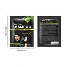 5pcs/Pack Olive Oil Hair Dye Shampoo, Unisex, Natural Plant Formula, Quick Color Change, Cover Gray Hair, Nourish Scalp, Non-Staining, For Men & Women - Black - View 5
