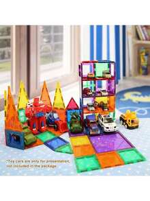 60 piezas de bloques de construcción magnéticos grandes y coloridos, juego de diseño arquitectónico, regalo de vacaciones (color aleatorio) - Multicolor - Ver 5