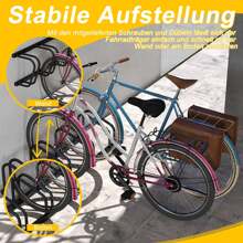 LILIIN Srebrny/czarny stojak na rowery na podłogę na 2/4/6/8 rowerów, uniwersalny stojak na opony o szerokości 30-65 mm, ocynkowany uchwyt na rower ze stali, montaż na podłodze i ścianie