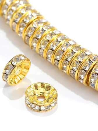 100pcs/200pcs/500pcs Gold Plated Czech Crystal Rondelle Spacer Beads Jewelry For Bracelet Making
