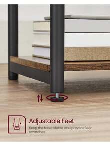 Side Table, Bedside Table, End Table With Storage Shelf, Steel Frame, For Living Room, Sitting Room, Bedroom, Industrial, Rustic Brown And Black - Retro Color - View 8