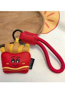 夏季创意卡通皮质零食钥匙扣包饰可爱薯条咖啡冰淇淋情侣包饰小礼物钩针沙滩饰品 - 彩色 - 查看 8