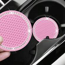 2 Stücke Auto Becherhalter Silikon Anti-Rutsch Matte, Auto glänzende Becherhalter Untersetzer, Fahrzeug Innenraum Ablage Pad, geeignet für Auto, SUV - erhältlich in Schwarz, Pink, Blau