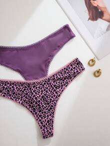 3条装女士豹纹低腰丁字裤