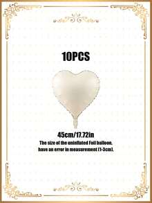 10pcs 18-Inch Cream Color Heart Shaped Aluminum Foil Balloons For Wedding, Birthday Party Decorations - Cream - View 4