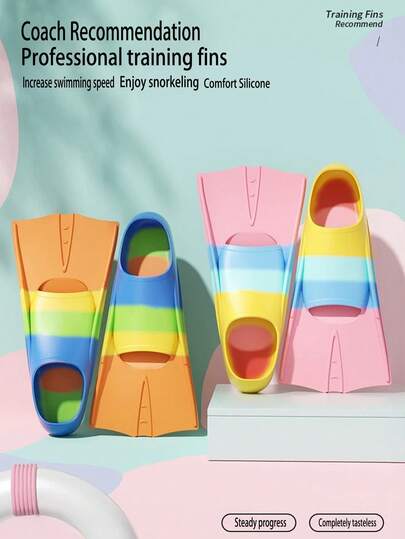 Floating Swim Fins - Training Fins For All Ages - Improves Kicking Technique And Body Position, Beach Essentials, Beach Accessories, Pool Float