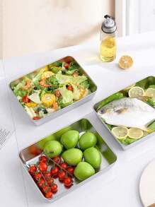 1/2/3 Stücke Edelstahl Lebensmittel Aufbewahrungsbehälter Set mit Einzeldeckel - Große Kapazität, wiederverwendbare quadratische Bento Boxen, auslaufsichere Lunch Box Aufbewahrungsschalen für Büroarbeiter, Restaurants, Fitnessstudios