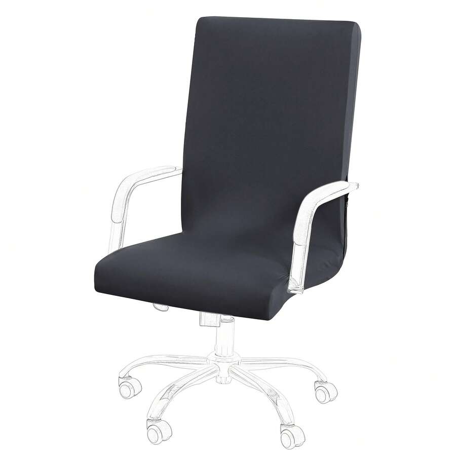 Stretch Office Chair Cover Computer Chair Slipcovers With Zippers And Bottom Strips For Rotating Boss Chair Simplism Style Washable High Back 95% Polyester And 5% Spandex - Gray - View 1