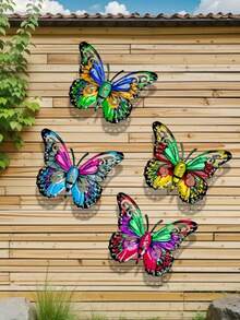 1/4pcs Metal Butterfly Wall Decor, Perfect Gift For Family And Friends, Decorative Hanging Metal Butterflies For Garden, Patio, Living Room, Balcony - Multicolor - View 3