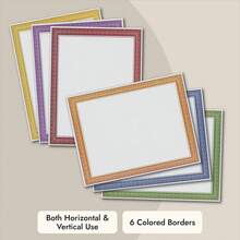 96 Sheets Certificate Paper For Printing - Customizable Blank Cardstock With Colored Borders For Graduation Diploma, Achievement Awards, Recognition Documents (8.5 X 11 In, 6 Assorted Colors) - Multicolor - View 4
