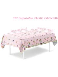 1件印花桌布，仙女花园派对桌布，220*130厘米一次性塑料桌布，主题派对装饰，春夏派对装饰，一周岁生日装饰，性别揭晓派对装饰，婚礼装饰，婚礼用品，新娘送礼会回礼，生日装饰，节日派对用品，家居装饰，婴儿派对用品，节日装饰，厨房用品，桌面装饰 - 仙女 - 查看 5