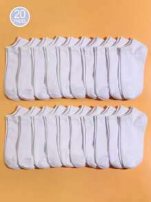 20 paires de chaussettes de sport décontractées pour femmes, chaussettes courtes mode minimaliste respirantes et absorbantes pour le sport et l'extérieur, style unisexe pour couple