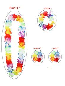 5 Piece Hawaiian Luau Outfit Set - Hula Skirt, Flower Bikini Top, Hawaiian Flower Crown, Suitable For Luau Parties, Dance Performances, And Decorations