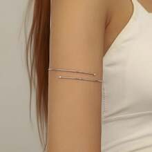 1pc Minimalist Fashion Versatile Metal Line Design Bracelet, Gift For Women - Yellow Gold - View 7