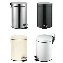 6PCS 3L Stainless Steel Pedal Bin In Black/Cream/White/Silver - Modern & Stylish Mini Bin For Bathroom/Kitchen/Toilet Rubbish