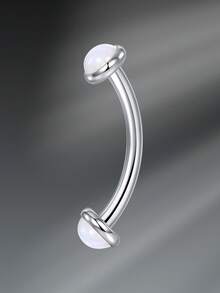 CIZME 1 件装肚脐穿孔首饰肚脐环肚脐杠铃钉，Y2K 不锈钢 14G 6/8/10/12 毫米肚脐穿孔肚脐穿孔首饰肚脐环，白色蛋白石肚脐环女士，银金肚脐杠铃钉身体穿孔 - Belly Button Rings - 查看 10