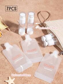 7 pièces Sac de bain de voyage personnalisé, ensemble de voyage personnalisé, ensemble de voyage/vacances, portable, gain de place, cadeaux de vacances