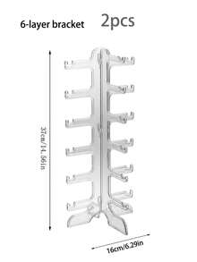 1 pieza Soporte de exhibición de 6 capas para 6 pares de gafas de sol transparentes, organizador para regreso a clases - transparente - Ver 13