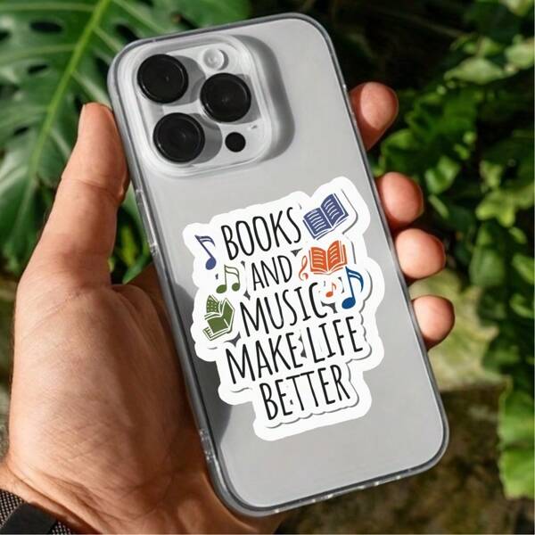 Naklejki Książki i Muzyka Ulepszają Życie, Naklejki Bookworm, Posty Tekstowe, Motywujące I Inspirujące, Nadające Się Do Zderzaków Samochodowych, Kubków Na Wodę, Tabletów, Etui Na Telefony Komórkowe, Itp., Naklejki Jednorazowe