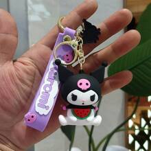 Sanrio 1pc Sanrio Kuromi Silicone Keychain Pendant, Cartoon Cute Bag Keychain Pendant Small Gift,