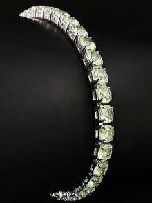 MOONSO 1pc 5mm-19cm Light Green Personalized Hip-Hop Street Style Micro Pave Zirconia Unisex Bracelet - Light Green - View 3