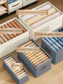 1PC Grey Clothes Storage Box, Oxford Cloth Foldable Drawer-Type Clothes Storage Box, Household Non-Compartment Wardrobe Jeans Sweater Finishing Box