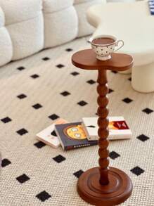 Modern Solid Wood Side Table – Nordic Minimalist Round Corner Table, Black & Walnut Finish, Vintage Multi-Functional Accent Table For Sofa, Bedside, Coffee Corner, Small Spaces, Ramadan Gifts & Home Decor