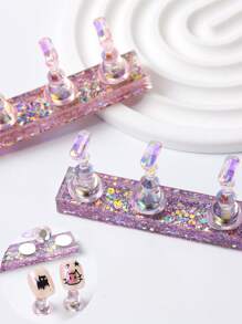 Aurora, supporto pratica per arte di unghie in cristallo lucido a scacchiera, supporto magnetico finto per unghie indossabile, base laser per praticare unghie in acrilico, accessori per unghie