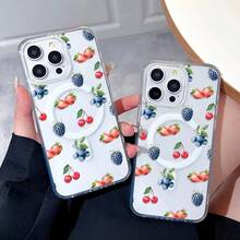 A Stylish Phone Case. Does Not Include Lanyard Or Stand. Strawberry Blueberry Fruit Print Pattern Premium Magnetic Phone Case. Compatible With 16e/16/15/14/13/12/11/ProMax/Pro/Plus/XSMax/XS/X, And Galaxy S22/S23/S24/S25/Plus/FE/Ultra. Fashionable Women's Summer Unique Transparent Cases. Shockproof, Drop-Proof, Ultra-Thin Design Acrylic+TPU Hard Back. Non-Yellowing Clear Protective Cover For Men, Women, And Girls. Protective Cases For [Unclear - Possibly "Pr" Or "Pr"]. - 清除 2 - 查看 9