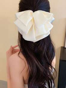 经典纯色涤纶复古优雅大号黑色蝴蝶结发夹女士时尚发饰爪夹发夹发夹