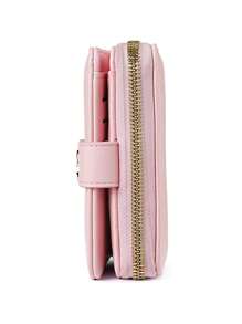 Novo estilo de carteira com fivela borboleta, zíper único, botão de pressão, grande capacidade, compartimentos para cartões, carteira minimalista feminina de cor sólida, rosa para mulheres, mini carteira, bolsa, carteira pequena, carteira fofa