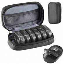 Serfeymi Organizador de pastillas para viaje de 7 días - Estuche semanal portátil AM/PM para medicamentos con diseño arcoíris, estuche con cremallera de piel sintética para vitaminas, omega 3 y medicación diaria (compacto y duradero)