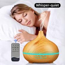 550ml Essential Oil Diffuser With Remote Control, Ultrasonic Humidifier, 7 Color LED Light & 6 Oils