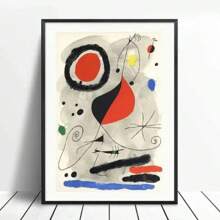 1pc Vibrant Modern Pop Wall Art Joan Miro Surrealism Colorful Abstract Canvas Poster Prints For Bedroom Living Room Decor Perf Optional Frame ﻿