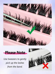 Rikuaild 120pcs D Curl Cluster Lashes 8-16mm Mixed Tray Wispy Individual Lashes Natural Cross Lashes 3D Fluffy Segmented Cluster Lashes Manga Cluster Lashes Thin Band DIY Eyelash Extension Travel&Daily Makeup - 黑色 - 查看 6